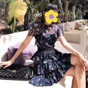 Embroidery Beads Dark blue dress